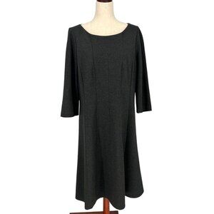 Lafayette 148 Womens A Line Dress Size XL Charcoal Gray Long Sleeves Fit Flare